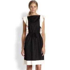 See By Chloe Midi Short Sleeve Color Block Black & White Dress Women's Size 2
